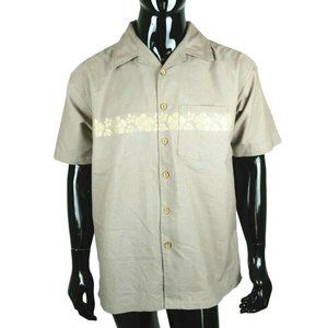 Vintage Jack Hollywood Beige Button Down Embroidered Floral Men's Large